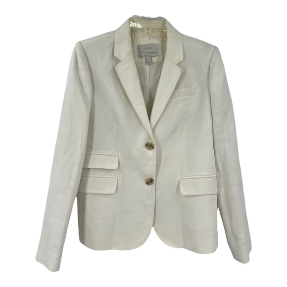 J. Crew Schoolboy Cream Linen Classic Blazer Jacket, Pockets, Sz 6 Ivory jacket - Picture 1 of 8